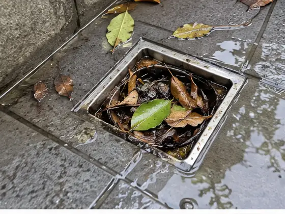 陽台排水孔被落葉堵住