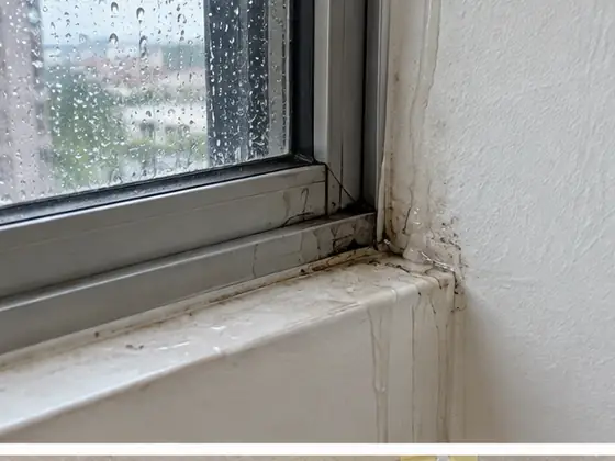 大雨時窗框角落滲水